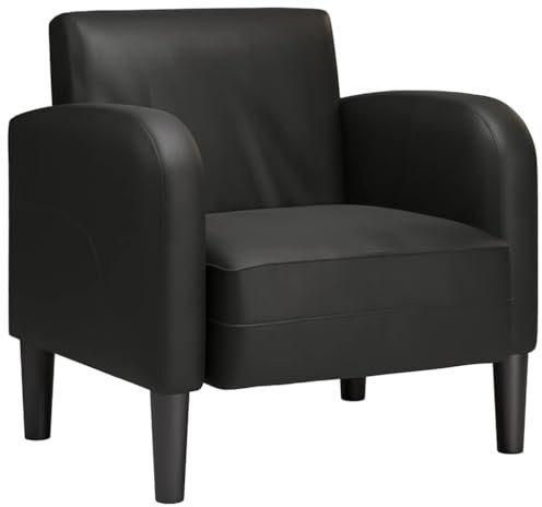vidaXL Sessel mit Armlehnen Schwarz 54 cm Kunstleder, Sofasessel, Fernsehsessel, Relaxsessel, Einzelsofa, Relaxsofa, Wohnzimmer Sessel