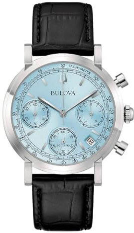 Bulova Herrenuhr Chronograph Classic Schwarz/Hellblau 96B456