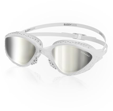 Buddyswim Schwimmbrille OzeanX. Schwimmbrille Herren mit UV400-Schutz. Antibeschlag Schwimmen Zubehör Damen. Swimming Goggles mit XVISION Panorama-Gläsern. Hydrodynamische Passform für Schwimmen.
