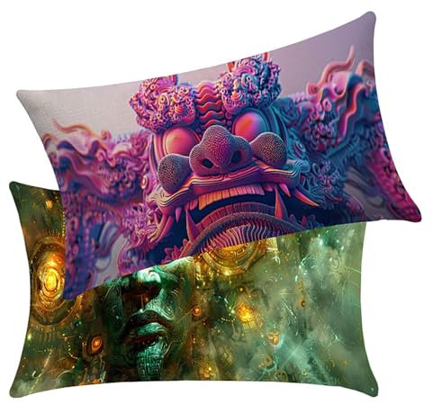Kissenbezug 60x80 cm Traum 2er Set Sofakissen Doppelnähten Versteckter Reißverschluss Farbe Wasserfestem Leinen Outdoor Kissen gelten für Auto Terrassen-Gartenbank Sofa Wohndeko Schlafzimmer BY7 6-6