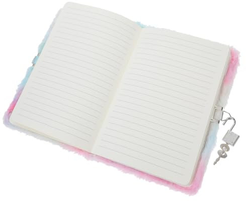 Holibanna Katzen Tagebuch mit Schloss Plüsch Notizbuch im Bunten Batikdesign für Süßes Katzen Memo Book Journal für Schreiben Zeichnen