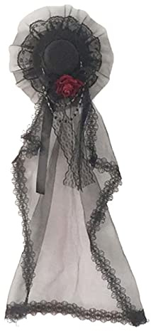 sodeber Chapeau de mariée en dentelle noire - Petit chapeau gothique Halloween - Accessoires pour cheveux