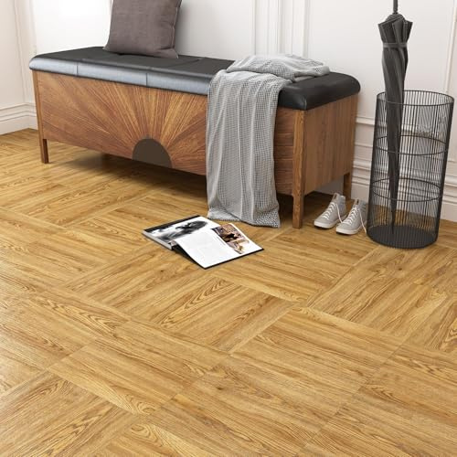 Decotalk PVC Bodenbelag Selbstklebend Schlafzimmer 30x30cm 15 Stück 1.35m² Dicke 1.66mm Bodenfliese Vinyl Bodenbelag Bodenaufkleber Vinylboden Selbstklebend PVC Laminat für Küche Bad Wohnzimmer Haus