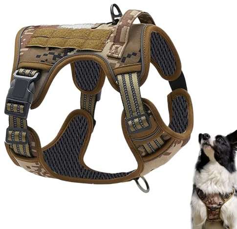 Nexusectar Hundegeschirr, reflektierend, Camouflage, kein Ziehen, Haustierzubehör mit Griff für den täglichen Spaziergang, Rettungssuche, Wandern, Camping, Outdoor-Abenteuer, Jagd