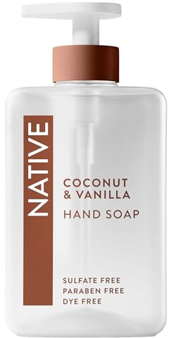 Native Liquid Hand Soap, Coconut & Vanilla Scent, Non-Drying Formula for Soft, Smooth Hands, Made with Plant-Based Cleansers, Sulfate & Paraben Free, 13 oz Bottle