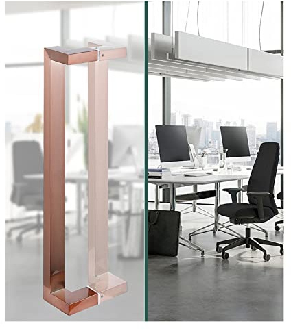 SZITW Poignée de Porte Commerciale en Acier Inoxydable - Poignées en Verre Modernes pour Portes intérieures et de Grange, 24 à 60 Pouces, quincaillerie de Porte de Douche et d'entrée en Nickel Bro