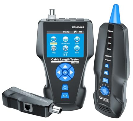 Tester di circuito, Tester for cavi, localizzatore di cavi di rete con funzione PoE/PING, tester di misura LAN, tester di mappatura cavi