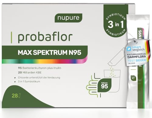 Nupure® MAX SPEKTRUM N95 Sachets – Weltweit breitestes Probiotika-Spektrum, 95 wissenschaftlich geprüfte Stämme, Unterstützung für Verdauung & Darm, 20 Milliarden CFU, Zitronengeschmack, 28 Tage
