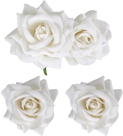3 Pièces Barrette Fleur Blanche, Rose Blanche Épingles Cheveux Broche Fleur, Artificielle Fleurs Hair Clips, Cheveux Accessoires pour Femmes et Filles Mariage Tea Party Saint Valentin Carnaval