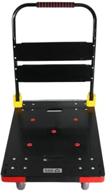 GSACLKES Warenkorb, Klappbarer Hand Lkw Bewegen Warenkorb Tragbarer Plattform Trolley Heavyduty Utility Wagon Falten Dolly Für Einfachen Transportd Beladen/Rosso/60 * 90 cm