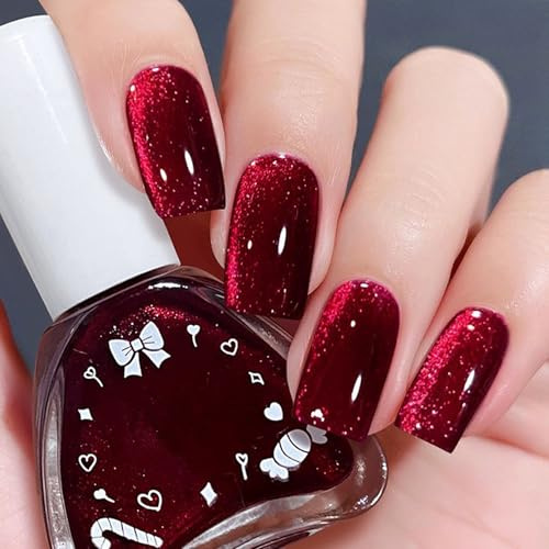 Weinrot Nagellack, Glänzende Schnell Trocknend Nail Polish, Farbintensive Burgunderrot Farblack Cremigem Finish, Langanhaltender & Chip Resistant Maniküre für DIY Nail Art zu Hause, Hochwertiger Farb