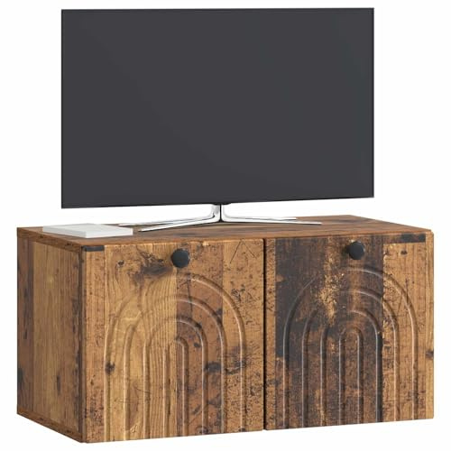 vidaXL Wandmontierter TV-Schrank Altholz 59,5 x 31 x 30 cm, Modernes Wohnzimmer Lager, rechteckiges Design, Wandregal, praktische Medieneinheit, viele Entertainment Plätze
