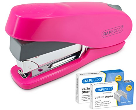 Rapesco 1468 Luna Less Effort Heftgerät mit 2000 Heftklammern, 50 Blatt Kapazität, Fuchsia