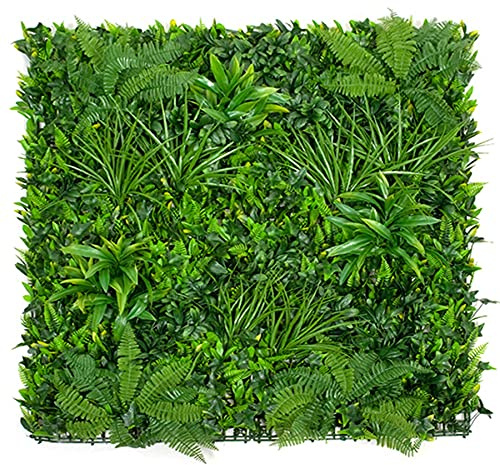 GreenBrokers Siepe Artificiale da Parete Verde con Foglie Miste (1 m x 1 m) – Giardino Verticale Stabile ai Raggi UV