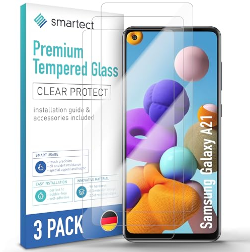 smartect Schutzglas [3 Stück, Klar] kompatibel mit Samsung Galaxy A21 / A21s, HD Schutzfolie Anti-Kratzer, Blasenfrei, 9H Härte, 0.3 mm Ultra-klar, Ultrabeständig
