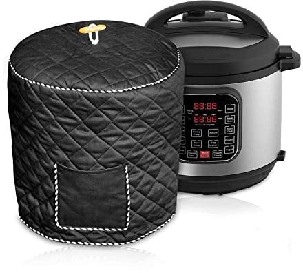 Electric Pressure Cooker Cover UCARE Waterproof Rice Cooker Cover Dust Cover for Instant Pot with Pocket Small Kitchen Appliances Black (Black, 6QT)