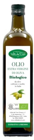 Valle del Crati Olio Extravergine di Oliva Biologico 100% Italiano | Olio EVO Bottiglia di vetro 0.75 Litri | Olio EVO Estratto a Freddo | Campagna di raccolta 2025/2026