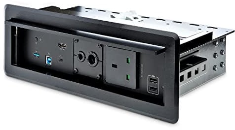 StarTech.com Conference Room Docking Station with Power/Charging; Table Connectivity Box, Universal USB-C Laptop Dock, 60W PD, 4K HDMI, USB Hub, Audio, 1x AC Outlet, 2xUSB Charge Ports (KITBXDOCKPUK)