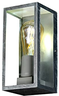 Außenwandleuchte Karo, eckige Wandleuchte aus Zink mit E27-Fassungen, max. 60 Watt, Außenleuchte mit Lichteffekt für den Eingangsbereich
