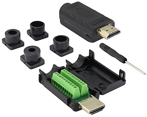 zdyCGTime Adaptador de Terminal de Alambrado HDMI HDMI Macho a 20Pin Hembra Conector de Placa de ruptura de Terminal de sin Soldadura Módulo de señal con Carcasa(2Pieza/Macho)