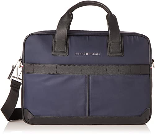 Tommy Hilfiger Sacoche Ordinateur Homme TH Elevated Nylon Computer Bag 13 Pouces, Bleu (Space Blue), Taille Unique