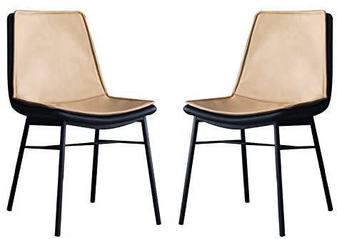Moderner Esszimmerstuhl 2PCS) Esszimmerstuhl, Italienischer minimalistischer Heimlehnenstuhl, Sattelgepolsterter Komfortstuhl, Schreibtischstuhl mit Schmiedeeisenhalterung, Einzelner Freizeitstuhl (Co