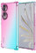 HONLEN Hülle für Honor 70 5G Case, 6.67 Inches Transparent Farbverlauf Design TPU Silicone Handyhülle, Verstärkung mit Vier Ecken Cover Rosa Grün