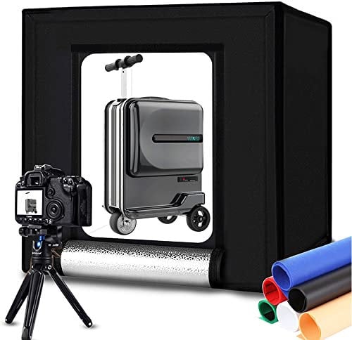 DUCLUS Light Box Photography 60 cm, Professional Portable Photo Studio Box 24 inches with 2 Movable LED Strips & 5500K Stepless Dimming, 6 Backdrops for Product Photography