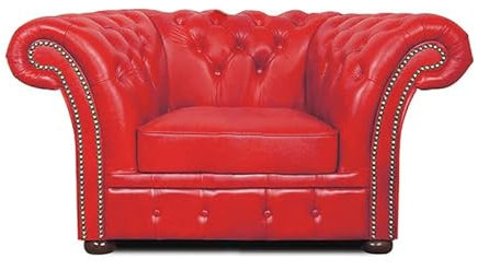 Chesterfield Sessel Winfield Basic Leder | Weiß | 2 bis 4 Wochen Lieferzeit (Rot, 1-Sitzer)