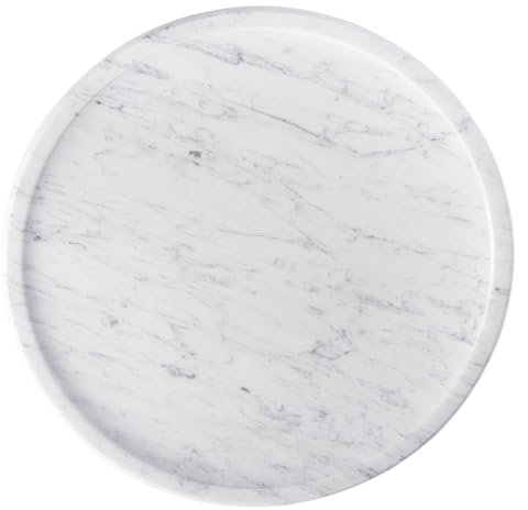 Koville Italienisches Tablett aus natürlichem Marmor für Badezimmer-Arbeitsplatte, 30 cm Durchmesser, runde Marmor-Tabletts für Küchentheke, Couchtisch, Serviertablett, Parfüm-Schmucktablett