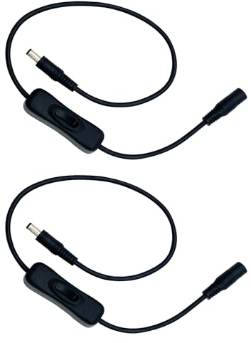 CTRICALVER 2pièces Câble Alimentation avec Interrupteur, DC Power Inline Cable 5,5x2,5 mm, adapté aux barres lumineuses, aux lampes de table et autres connecteurs d'alimentation CC