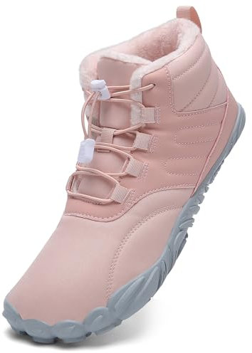 Mabove Chaussures pieds nus Bottes d'hiver Chaussures de trail pour femmes Chaussures d'hiver chaudement fourrées Bottes de neige Bateau(Rose,37 EU)