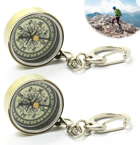 Kompass-Schlüsselanhänger,Tragbarer Kompass Taschenkompass Vintage Outdoor Tragbar Wasserdichter Taschenkompass aus Zinklegierung Mini-Schlüsselanhänger Kompass für Werkzeuge Navigation im Freien (1)