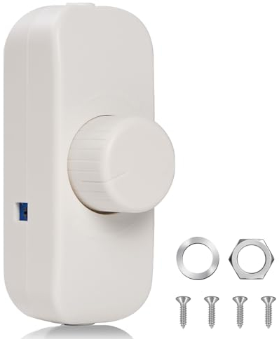 Lamptobe Dimmer per Lampade LED 220V, Regolatore a Manopola Interruttore Varialuce Con Cavo 3-100W Regolabile per Lampadine Dimmerabili e Lampade Alogene - Bianco 1 Pezzo