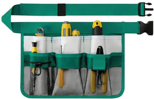 WINHUNT Delantal de jardín para mujer, cinturón de herramientas ajustable con 8 bolsillos, cinturón de trabajo Oxford resistente para jardinería, construcción (verde)