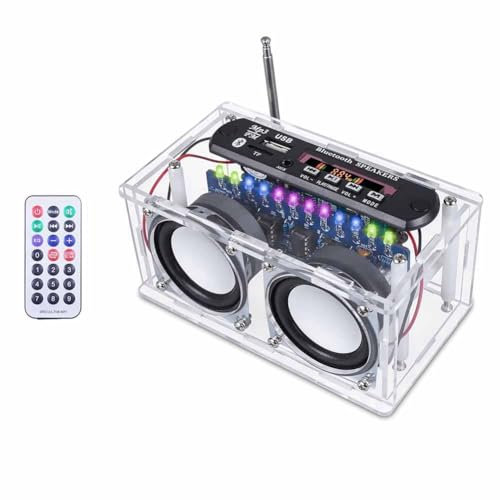 Puleuroy DIY Bluetooth-Lautsprecher-Kit, Aufnahmefunktion, FM-Radio, Lötübungs-Kit mit LED- und Fernbedienung