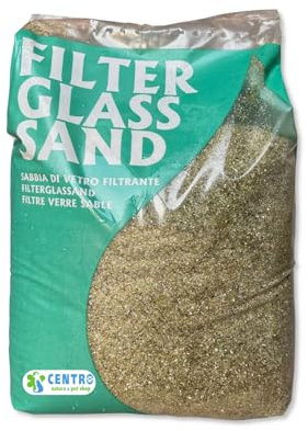 Centro Natura & Pet shop Sabbia di Vetro Filtrante per Pompa Filtro Piscina Granulometria 0,4-1,6mm Confezione da 20kg
