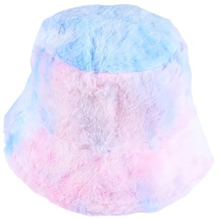 Ipetboom 1 Stück Regenbogen-Eimer-Hut Eimerhüte Pelz Eimer Hut Frauen süßer Fischerhut Pelzmützen haarschutz damenmütze Kopfschmuck leichte Flauschige Mütze stylischer Fell Blue