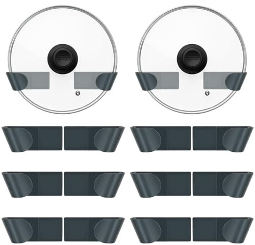 Topfdeckel Aufbewahrung Wand TIMESETL16 Stück Topfdeckelhalter Selbstklebend Kochtopfdeckelhalter Schublade Küche Wand Schranktür Topfdeckel Organizer Kochtopf Deckel Halter Ohne Bohren, Grau