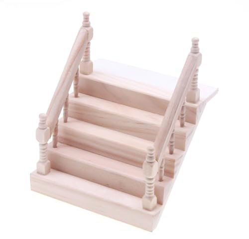 Scala robusta miniatura dei materiali di legno dei realistici con il corrimano per le case delle bambole forniture allestimenti 1 12 mobili in scala