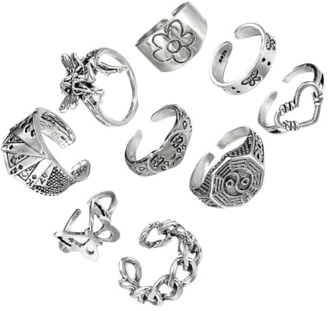 NXNONEPD Vintage Crying Face Legierung Ringe Verstellbare Offene Fingerparty Schmuck Hohlwerk und einzigartige Fingerdekorationen für Frauen