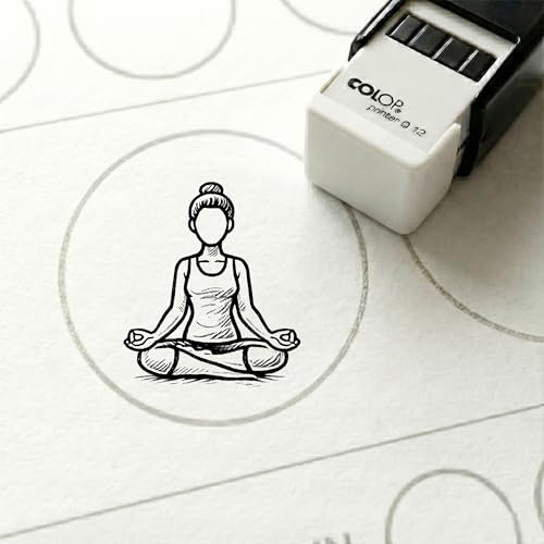 Dekolando Bonusstempel Yoga Lotussitz 10x10 mm – Bonuskartenstempel für Yogastudio Fitnessstudio Meditationcenter Entspannungsraum - Stempel Bonuskarte Kundenkarte Stempelkarte