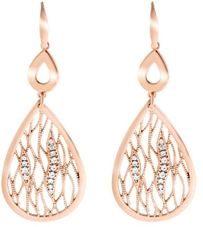 Orphelia Damen-Ohrhänger Ohrschmuck 925 Silber teilvergoldet Zirkonia weiß Brillantschliff-ZO-7188/RG