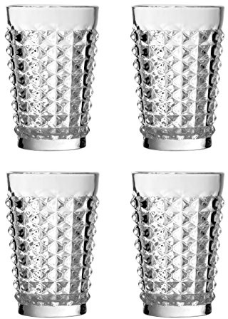 Premier Housewares Pyramid Hi Ball Glasses, Clear, Set of 4