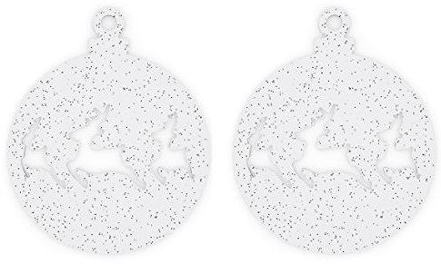 koziol 5110611 Deer Weihnachtsdeko 2er-Set, Thermoplastischer Kunststoff/Blech/Edelstahl, transparent mit silberglitter, 0.3 x 10 x 12.3 cm