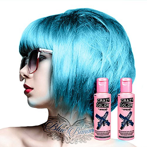 2x Crazy Color Semi-Permanente Haarfarbe 100ml (Blue Jade - Blau)