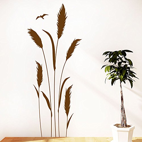 KLEBEHELD® Wandtattoo Gräser | Grashalme | Pflanze Größe 38x90cm, Farbe schwarz