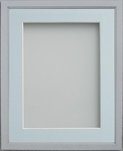 Frame Company Drayton Range A4 Grey Picture Photo Frame with Light Blue Mount For Image Size 9x6-inch