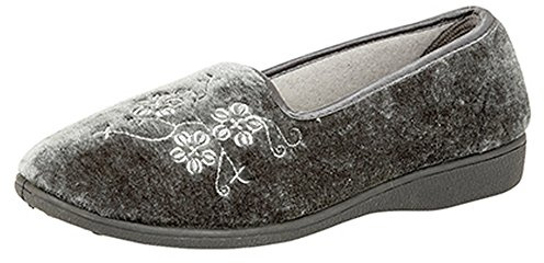 Zedzzz JENNY Ladies Full Slippers Grey UK 8