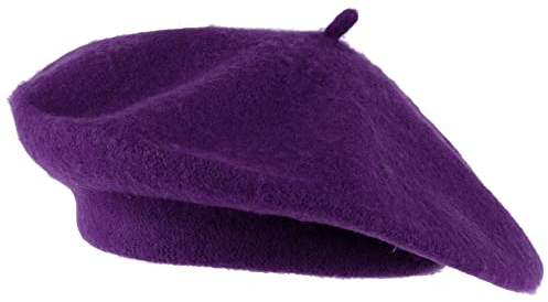 Hat To Socks Einfarbige Baskenmütze aus Wollgemisch für Damen und Herren (Lila)